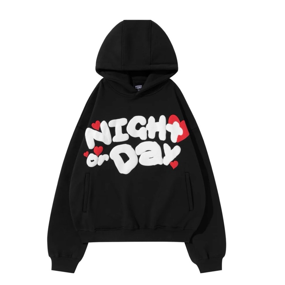 Dark grey (charcoal) Night or Day graphic hoodie